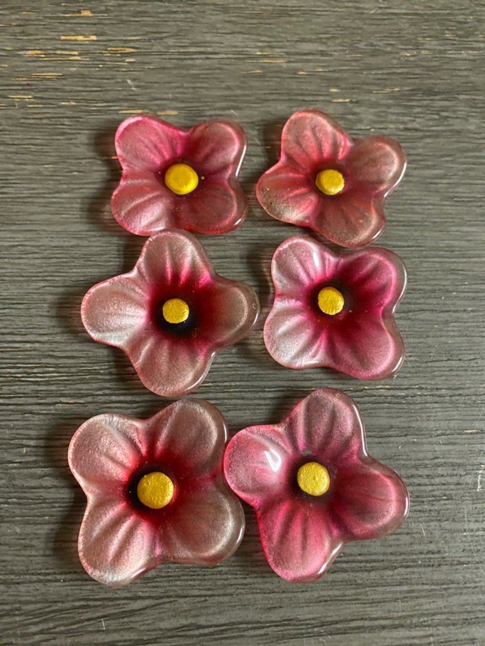 Pink Glass Flower Decorative Accents - Set of 6